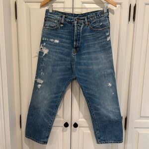 R13 Tailored Drop Bain with Rips Jeans 25